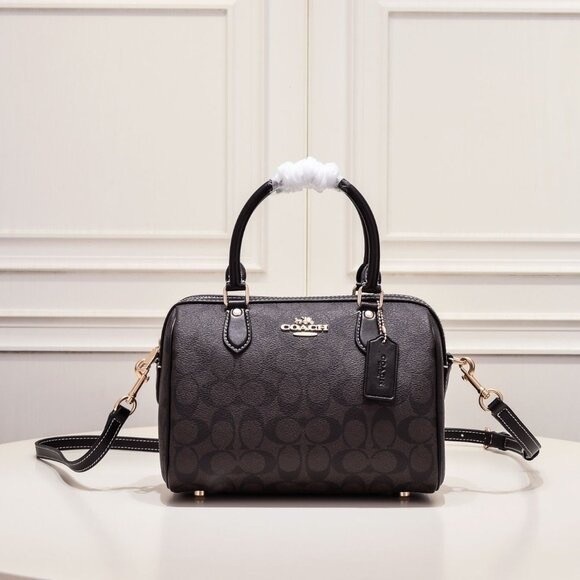 Coach Handbags - Coach Rowan Large Satchel Crossbody Bag Signature Canvas Walnut /Black NWT
